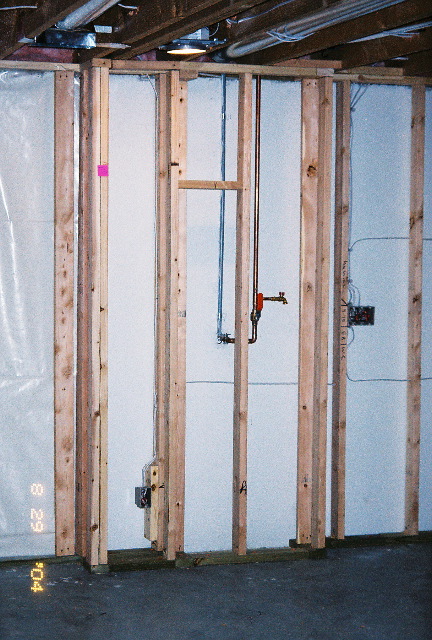 Re-framed wall around water line (again!)