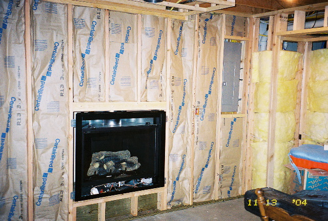 insulation in media room (SE corner)
