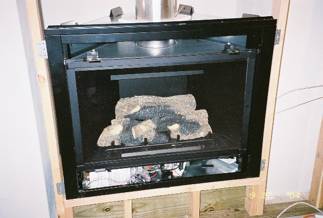 gas fireplace installed (closeup)