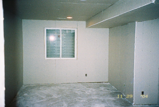 Drywall up in game room