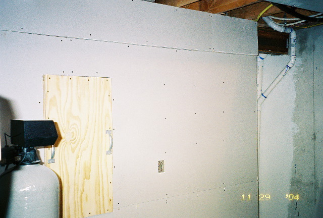 Drywall up in furnace room