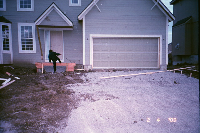 Forms around front step, and driveway in prep stage