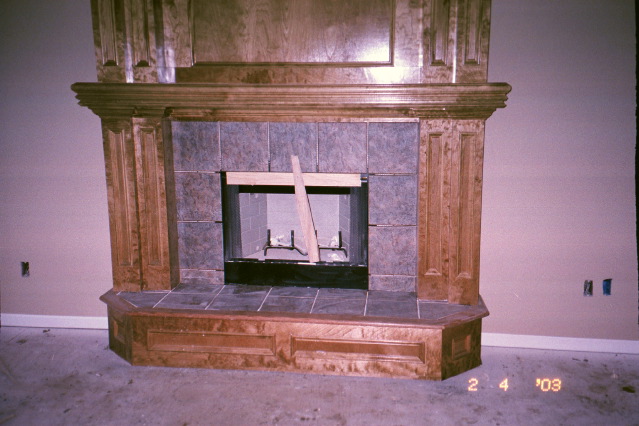 Tile in fireplace (but no grout)